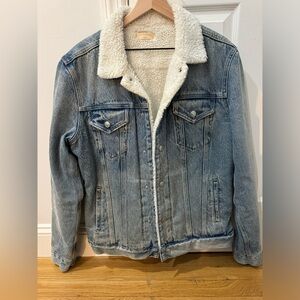 Allsaints Sherpa lined Denim Trucker Jacket (Large)